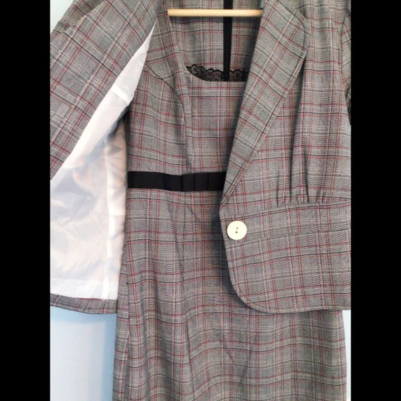 Checkered Grey classic Lady Dress - Picture 6 of 7
